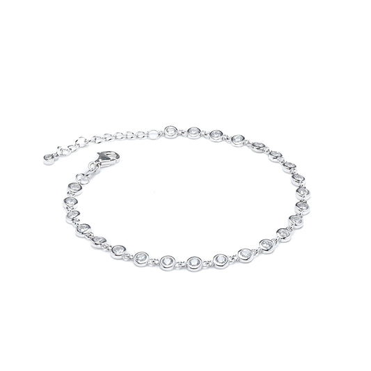 Luxury 925 Sterling silver bracelet decorated with Cubic Zirconia stones - Rhodium plated