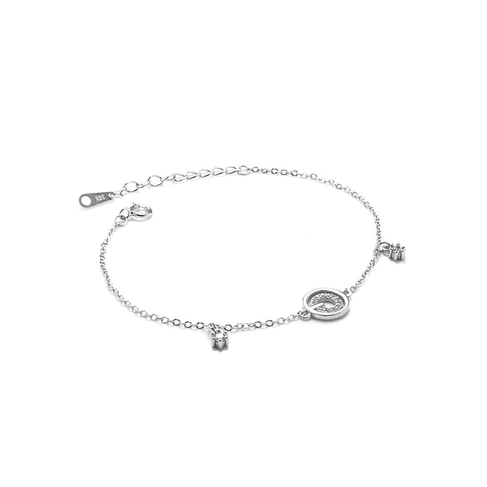Elegant minimalist silver bracelet with Cubic Zirconia stones - Rhodium plated