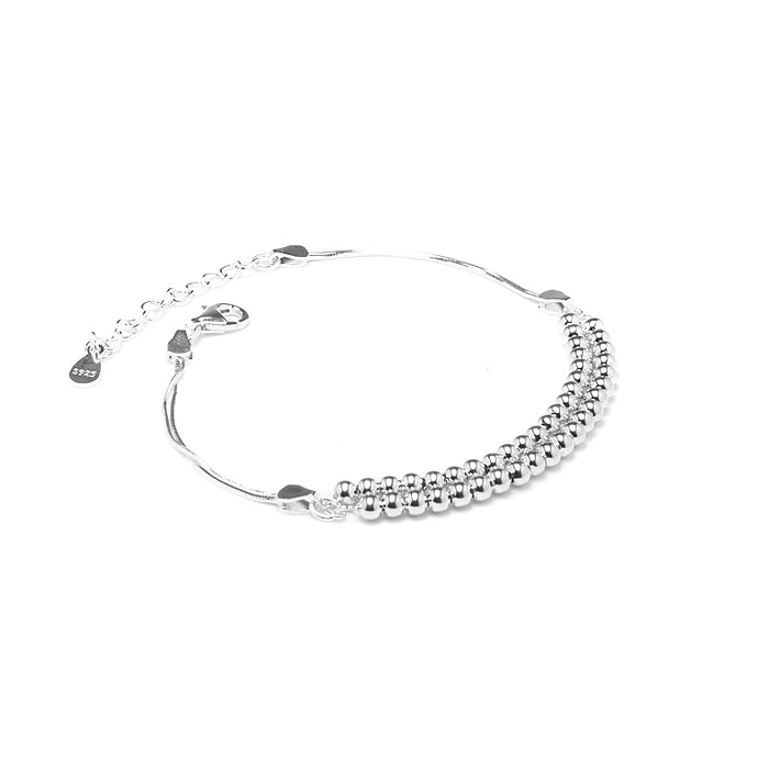 Elegant layered sterling silver ball bracelet - adjustable