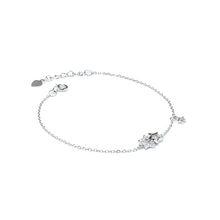 Load image into Gallery viewer, Minimalist star silver bracelet decorated with Cubic Zirconia stones - Rhodium plated