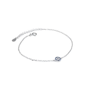 Delicate 925 sterling silver bracelet with Evil Eye full of Cubic Zirconia stones