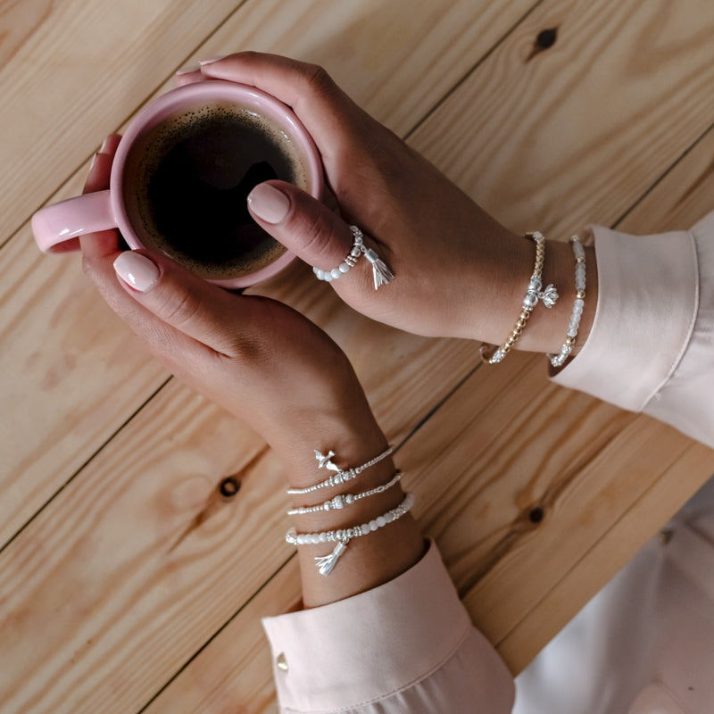 Elegant Lotus flower silver and 14k gold filled stacking bracelet