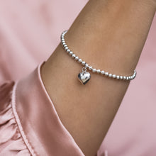 Load image into Gallery viewer, Adorable 925 Sterling silver romantic elastic/stretch ball bracelet with Heart charm