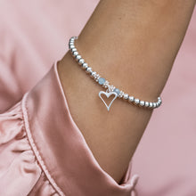 Load image into Gallery viewer, Romantic Heart 925 sterling silver stacking bracelet with Aquamarine gemstone