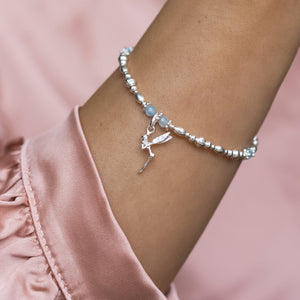 Magical Fairy silver stacking bracelet with Aquamarine gemstone
