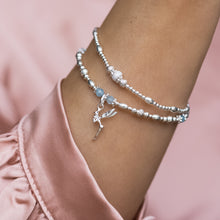 Load image into Gallery viewer, Magical Fairy charm 925 sterling silver elastic/stretch stack with Aquamarine gemstone