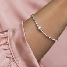 Load image into Gallery viewer, Elegant 925 sterling silver ball elastic/stretch stacking bracelet with pretty frosted bead