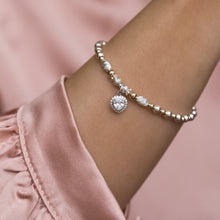 Load image into Gallery viewer, Dazzling silver and 14k gold filled bracelet with Cubic Zirconia heart charm