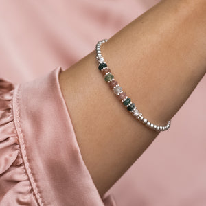 Elegant 925 sterling silver stretch stacking bracelet with natural Indian Agate gemstone beads