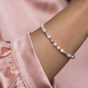 Luxury 925 sterling silver bracelet with AAA quality Pink Opal gemstone beads