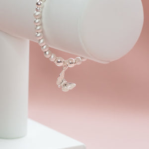 Romantic Butterfly bracelet with 925 sterling silver satin beads