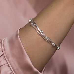 Wonderfully elegant 925 Sterling silver elegant multi-layered ball bracelet