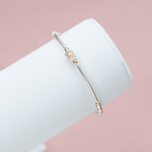 Load image into Gallery viewer, Minimalist 14k gold filled frosted bead stacking silver bracelet 
