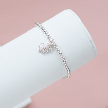 Load image into Gallery viewer, Adorable Turtle and Cubic Zirconia stone silver stacking bracelet