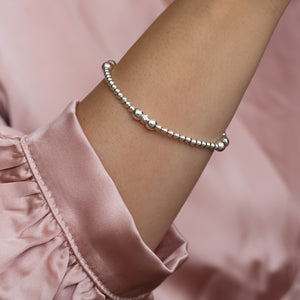 Fashionable stacking silver ball bracelet with multicut beads