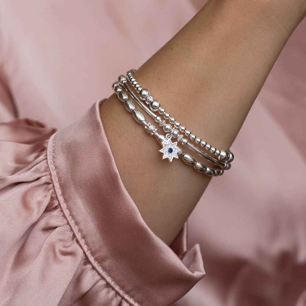 Elegant North star bracelet stack with Cubic Zirconia stones