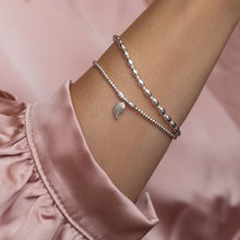Load image into Gallery viewer, Minimalist 925 sterling silver bracelet stack with tiny Leaf charm