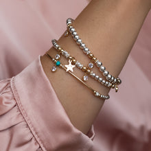 Load image into Gallery viewer, Luxury 14k gold filled Star sterling silver bracelet stack set with Cubic Zircona charms