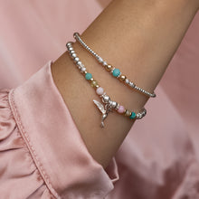 Load image into Gallery viewer, Exotic Hummingbird bracelet stack with Amazonite, Opal and Garnet gemstones