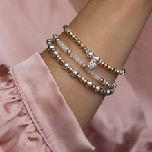 Load image into Gallery viewer, Luxury Lotus bracelet stack with 14k gold filled beads and Moonstone gemstone