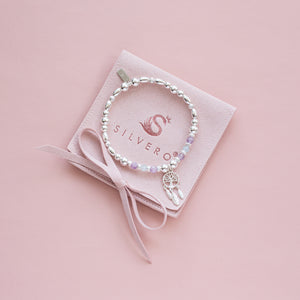 Romantic Dreamcatcher stacking bracelet with Aquamarine and Amethyst gemstone