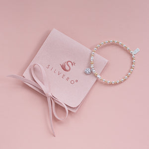 Dazzling silver and 14k gold filled bracelet with Cubic Zirconia heart charm