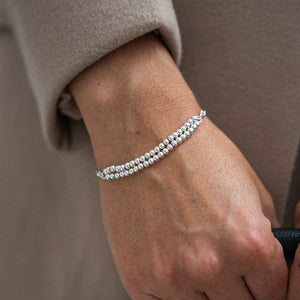 Elegant layered sterling silver ball bracelet - adjustable