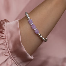 Load image into Gallery viewer, Dazzling natural Amethyst silver bracelet with Cubic Zirconia stones