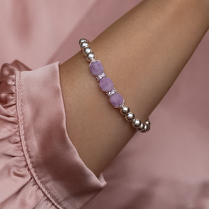 Dazzling natural Amethyst silver bracelet with Cubic Zirconia stones