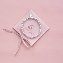 Load image into Gallery viewer, Dazzling natural Rose Quartz silver bracelet with Cubic Zirconia stones