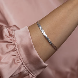Delicate Herringbone sterling silver bracelet