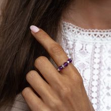 Load image into Gallery viewer, Fuchsia stacking ring with Amethyst gemstone