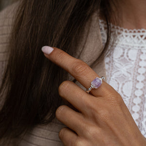 Aurora stacking ring with Amethyst gemstone