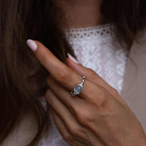 Celeste stacking ring with Aquamarine gemstone