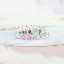 Load image into Gallery viewer, Colorful summer silver bracelet with Garnet, Tourmaline, Rutile Quartz, Fluorite and more