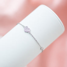 Load image into Gallery viewer, Adorable 925 Sterling silver sparkling heart bracelet decorated with Cubic Zirconia stones - Rhodium plated
