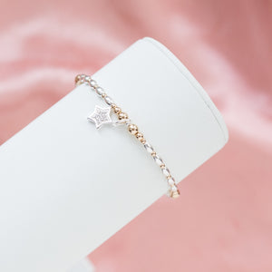 Dazzling Star 925 sterling silver and 14k gold filled staking bracelet with Cubic Zirconia stones