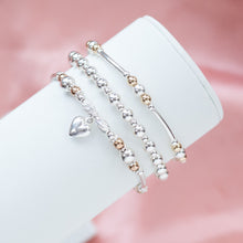 Load image into Gallery viewer, Infinite love 925 sterling silver and 14k gold filled bracelet stack with Heart charm