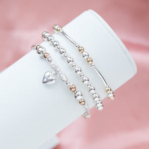 Infinite love 925 sterling silver and 14k gold filled bracelet stack with Heart charm