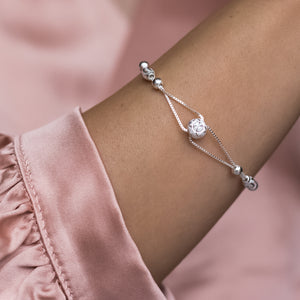 Highly elegant layered 925 sterling silver bracelet with frosted beads