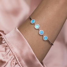 Load image into Gallery viewer, Luxury 925 sterling silver bracelet with sky blue Opal stones and Cubic Zirconia - Rhodium plated