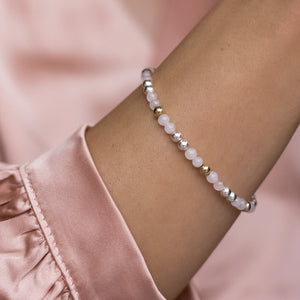Elegantly romantic 925 sterling silver bracelet with Rose Quartz gemstone