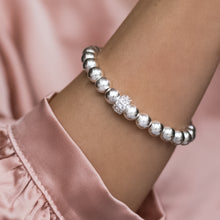 Load image into Gallery viewer, Chunky 925 sterling silver stacking bracelet with Cubic Zirconia stones