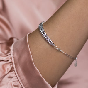 Elegant layered 925 sterling silver ball bracelet
