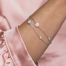 Load image into Gallery viewer, 925 Sterling silver layered bracelet decorated with Cubic Zirconia stones - Rhodium plated