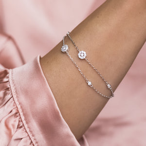 925 Sterling silver layered bracelet decorated with Cubic Zirconia stones - Rhodium plated