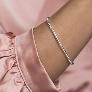 Delicately elegant 925 Sterling silver ball stacking bracelet - adjustable
