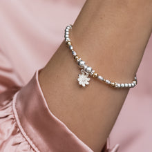 Load image into Gallery viewer, Beautiful 925 sterling silver and 14k gold filled bracelet with Flower charm
