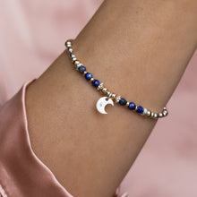 Load image into Gallery viewer, Magical Moon 925 sterling silver bracelet with Lapiz Lazuli and 14k gold filled beads