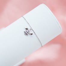 Load image into Gallery viewer, Adorable tiny Bee silver bracelet with Cubic Zirconia stones - Rhodium plated